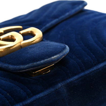 Gucci Velvet Matelasse Medium GG Marmont Shoulder Bag Cobalt Blue 14 of 14