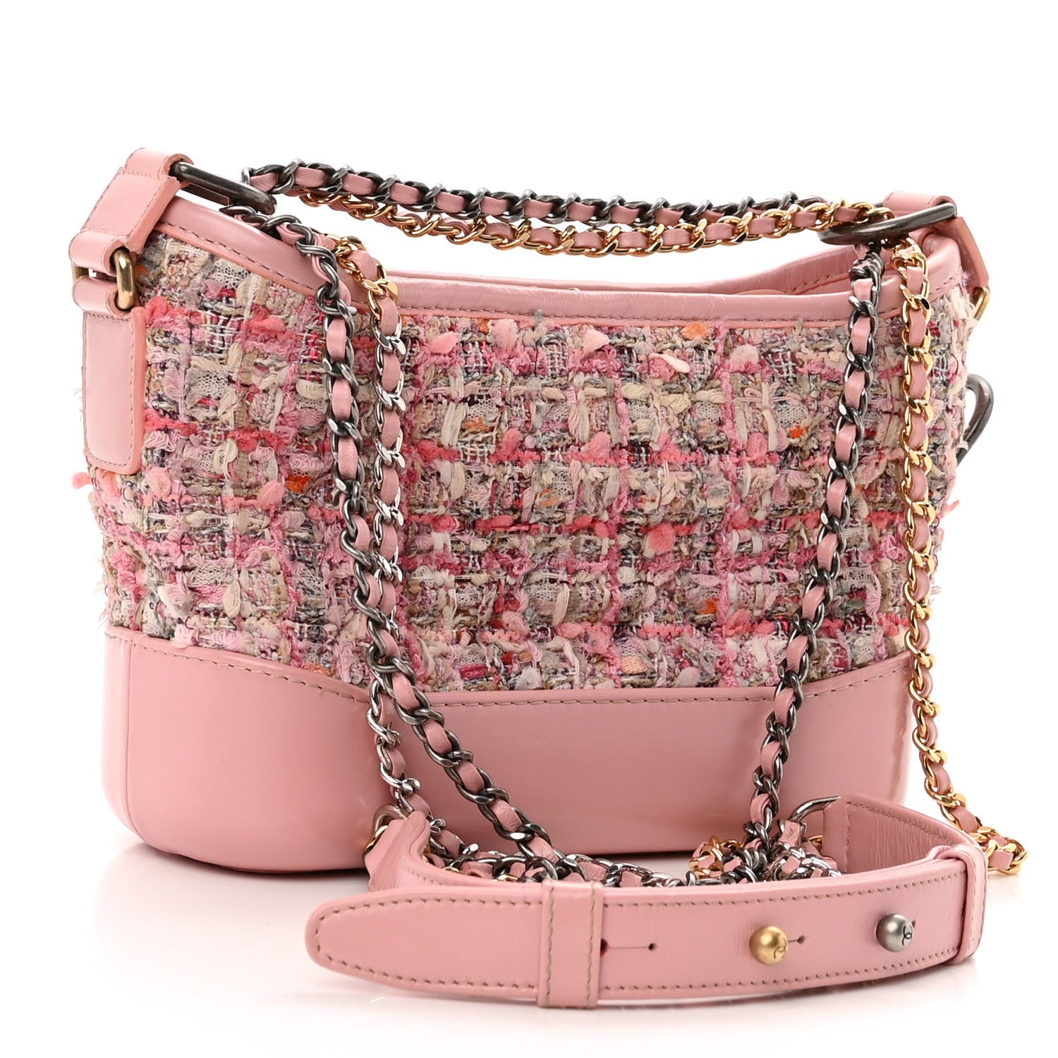 Chanel Tweed Calfskin Small Gabrielle Hobo Light Pink 3 of 10