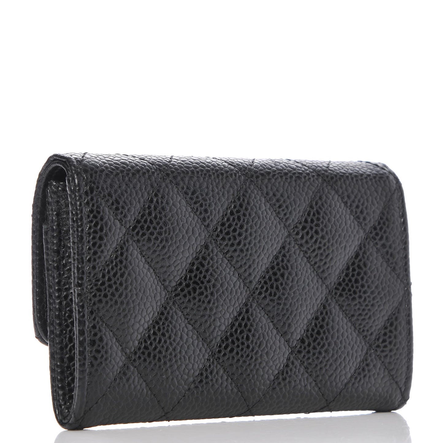 Caviar Quilted Flap Card Holder Black