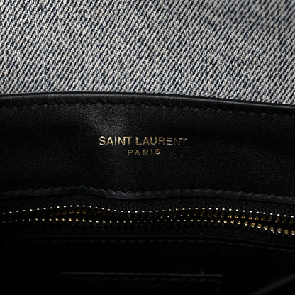 Saint Laurent Denim Y Quilted Monogram Toy Loulou Crossbody Bag Grey 7 of 9