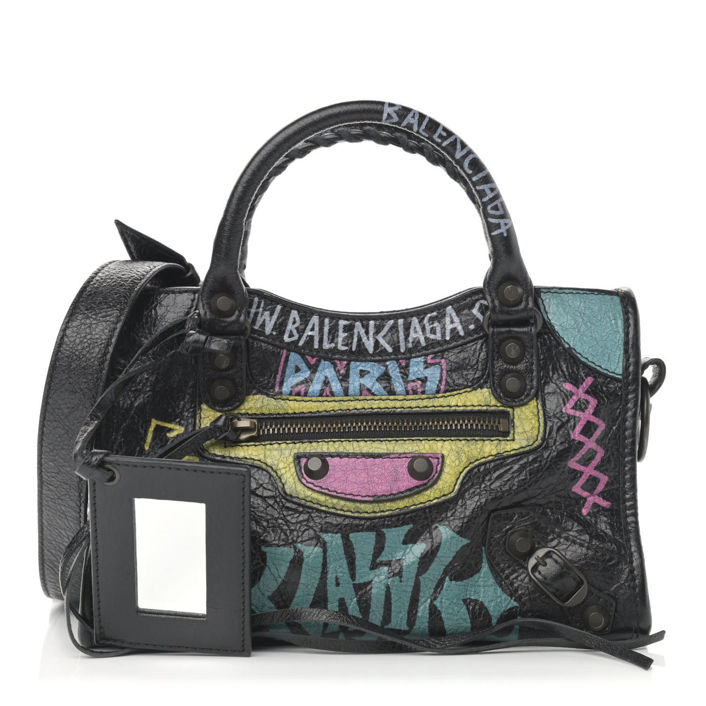 Agneau Arena Graffiti All Over Classic Hardware Mini City Black Multicolor