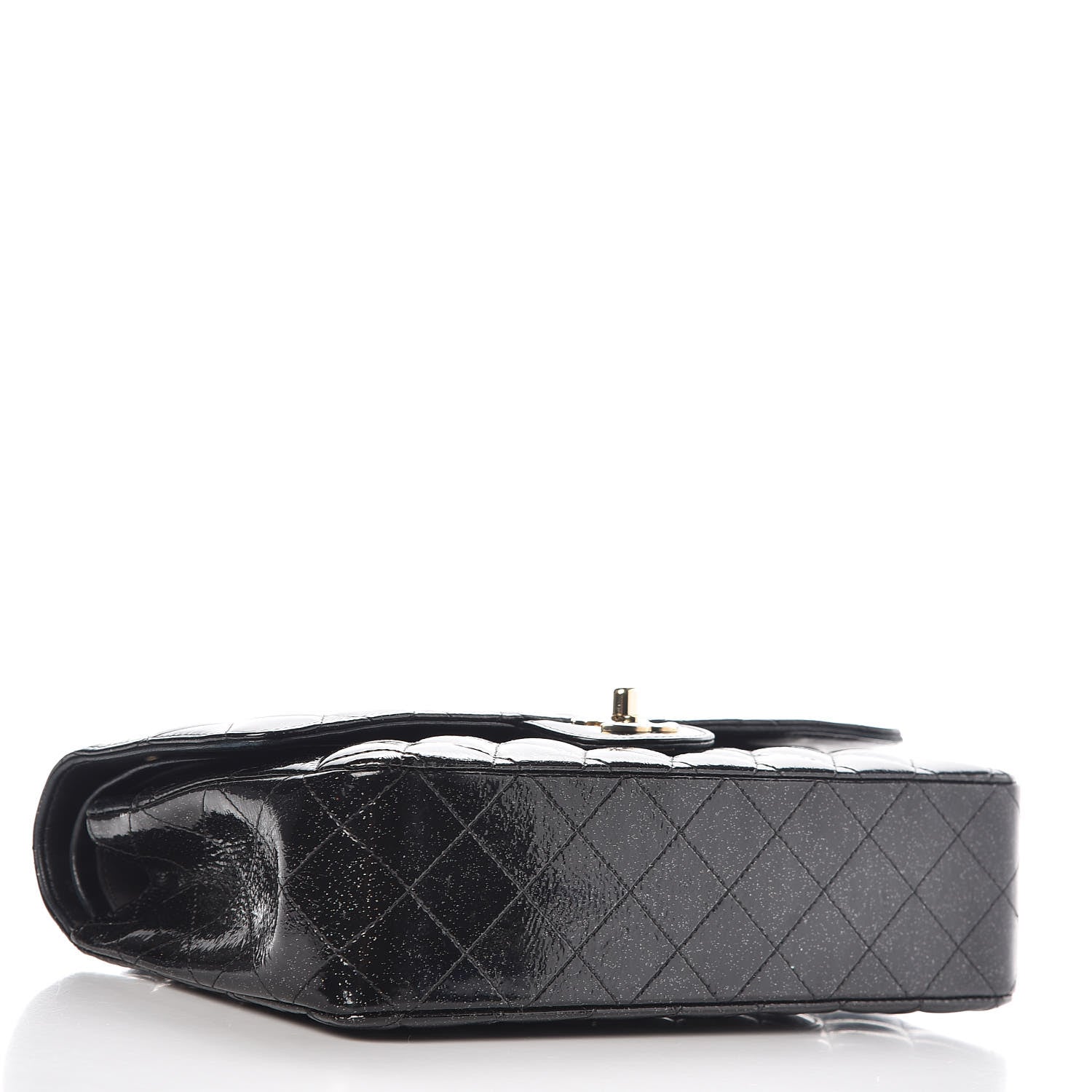 Chanel Patent Quilted Sparkle Glitter Medium Double Flap Black 4 of 15