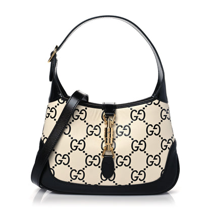 Gucci Azalea Calfskin GG Monogram Bi-Color Debossed Small Jackie 1961 Hobo Mystic White Black 1 of 10