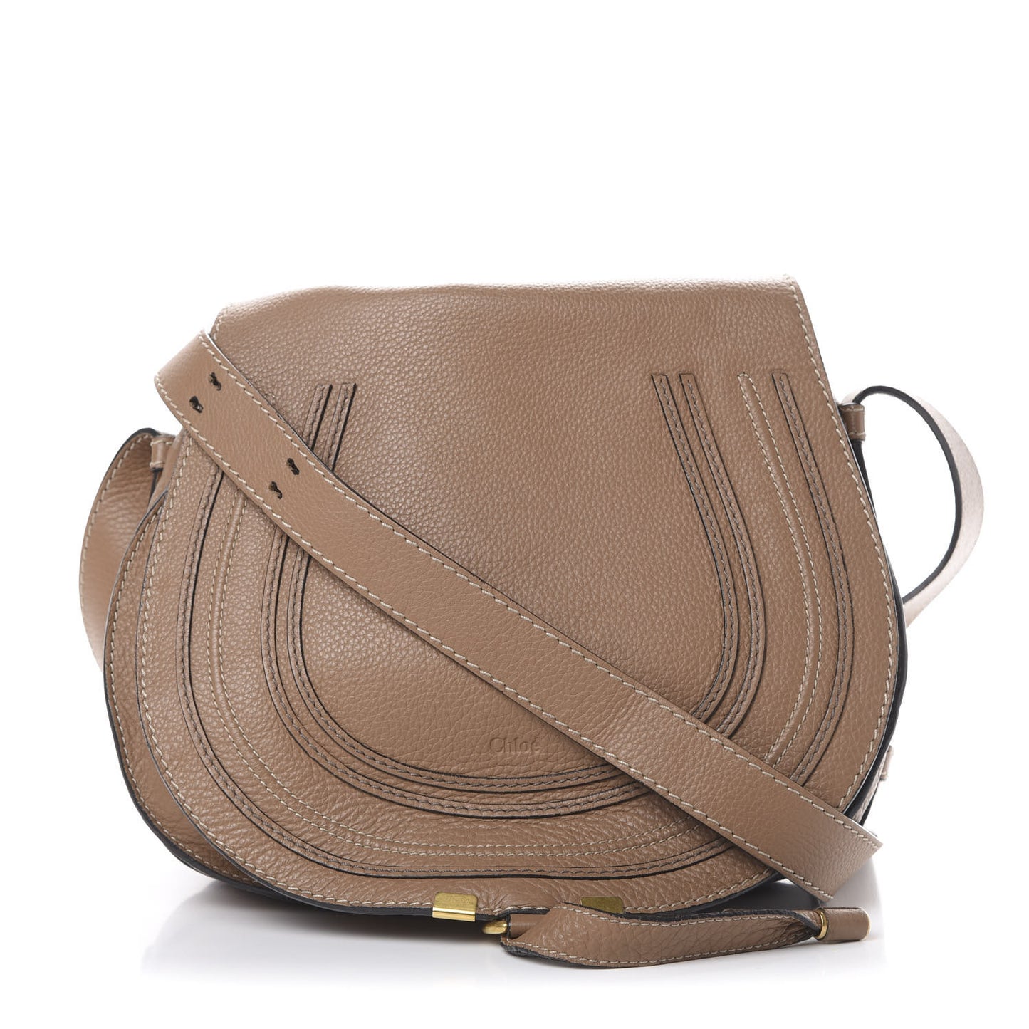 Calfskin Medium Marcie Round Crossbody Bag Nut