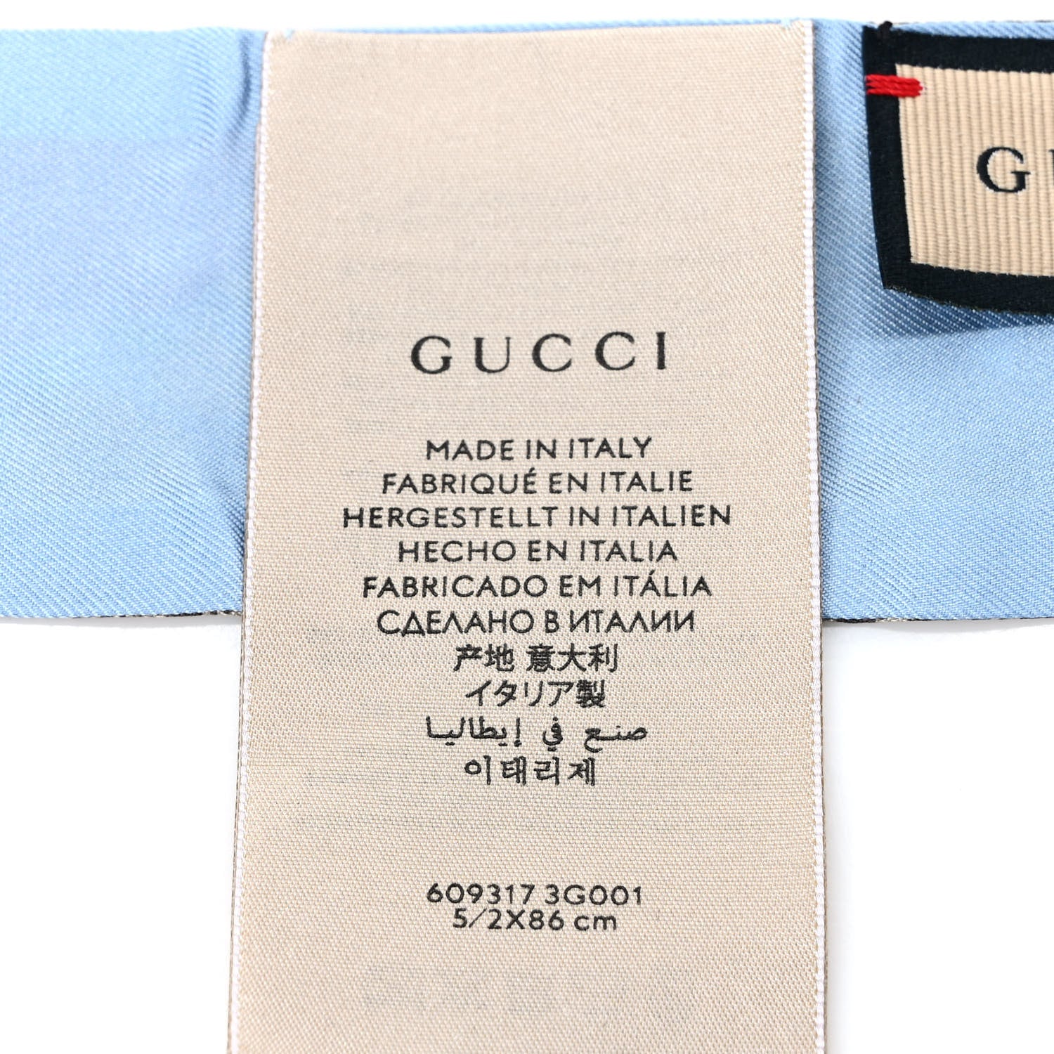 Gucci Silk Twill GG Monogram Special Flory Neck Bow Scarf Beige Sky Blue 4 of 4
