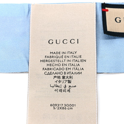 Gucci Silk Twill GG Monogram Special Flory Neck Bow Scarf Beige Sky Blue 4 of 4
