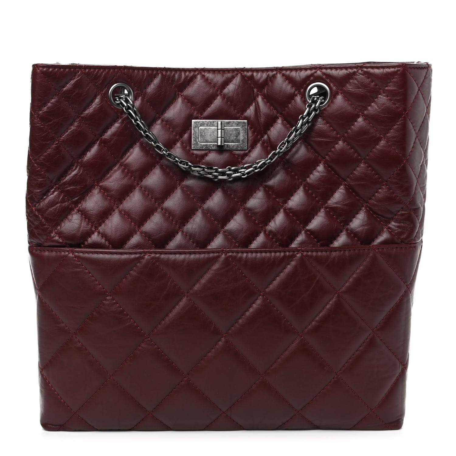 Chanel Aged Calfskin Quilted Reissue 2.55 Tote Dark Burgundy 1 of 4