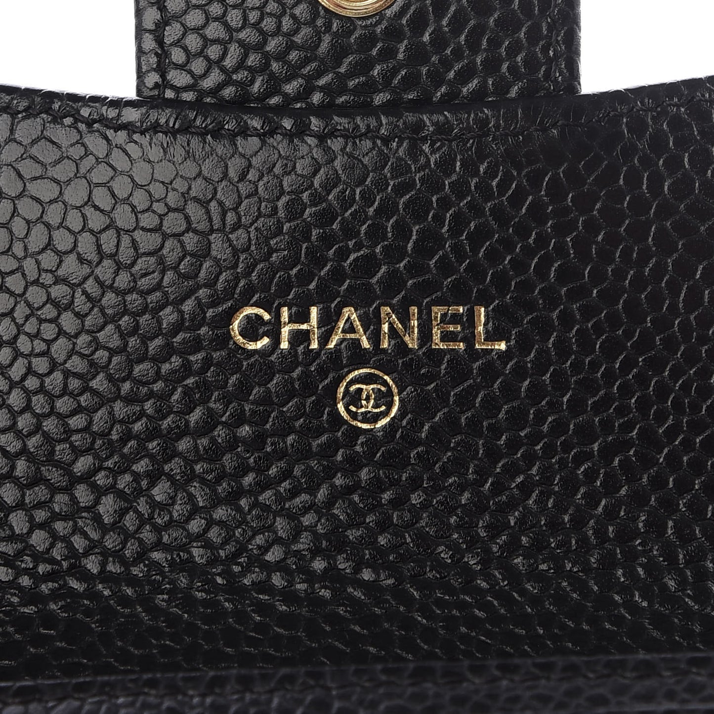 Caviar Quilted Flap Card Holder Wallet Black