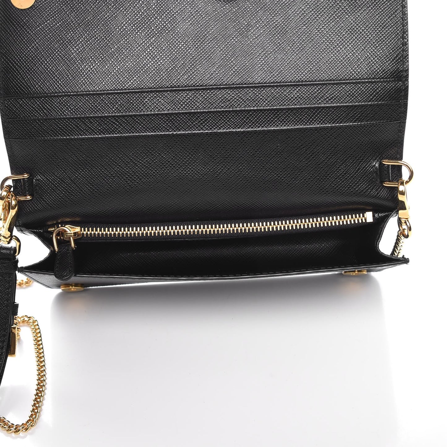 Saffiano Metal Phone Wristlet Crossbody Wallet Black