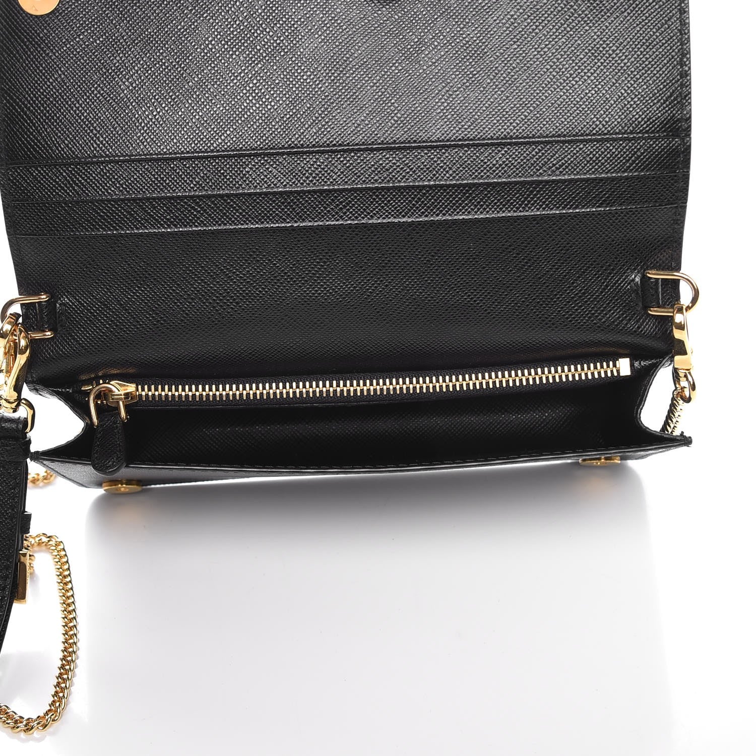 Prada Saffiano Metal Phone Wristlet Crossbody Wallet Black 5 of 7