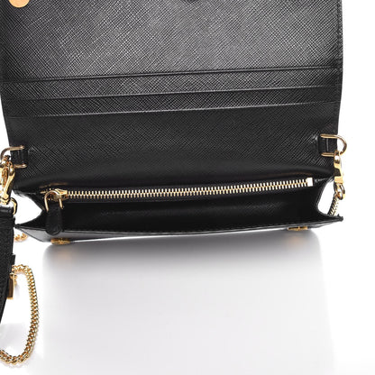 Prada Saffiano Metal Phone Wristlet Crossbody Wallet Black 5 of 7
