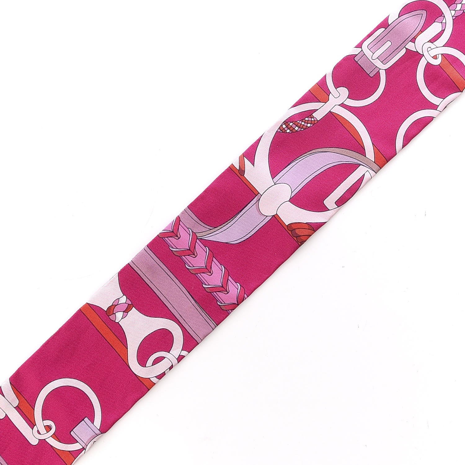 Hermes Silk Panoplie Equestre Twilly Fuchsia Rose Rouge 3 of 4