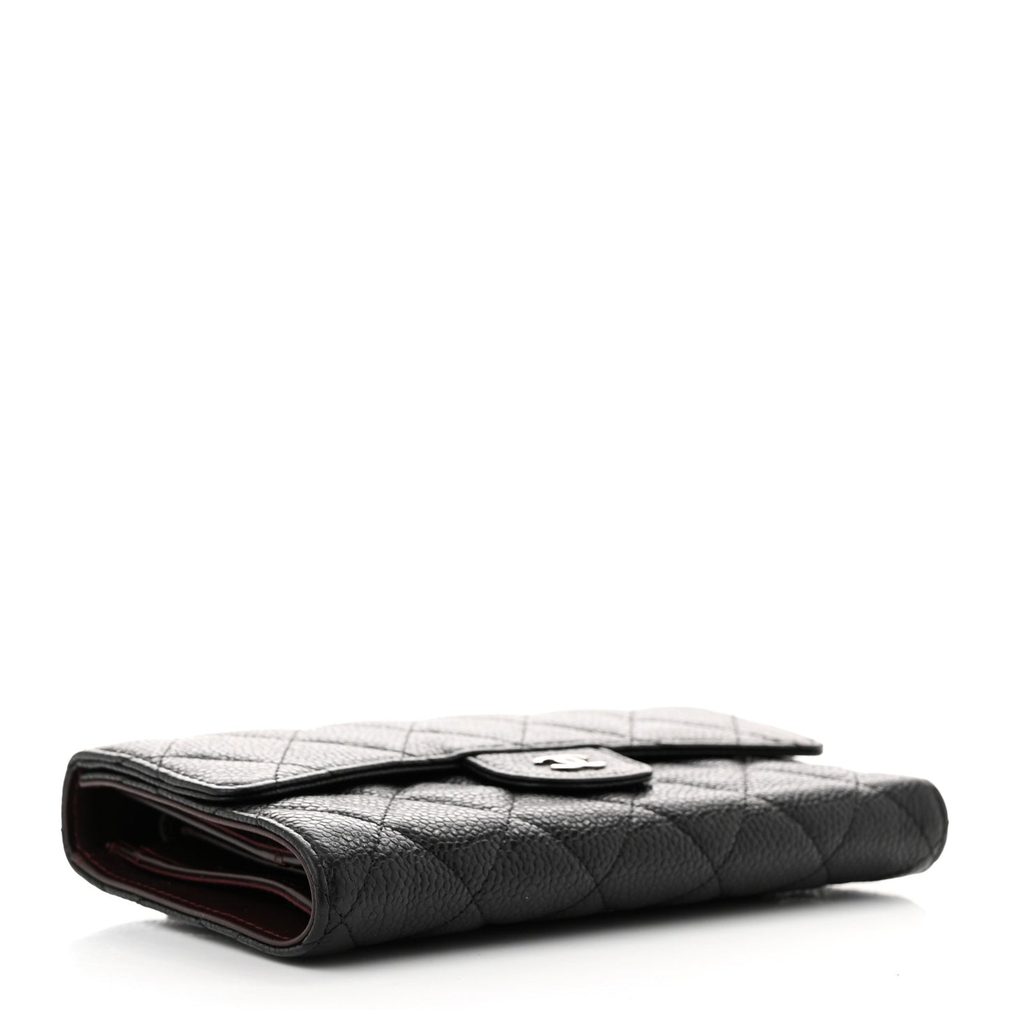 Caviar Quilted Large Flap Wallet Black