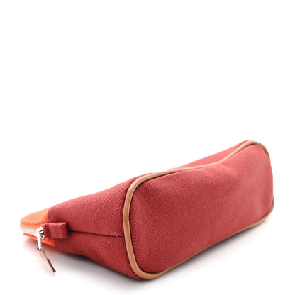 Hermes Cotton Canvas Bolide Travel Cosmetic Pouch Feu Tomette 4 of 7