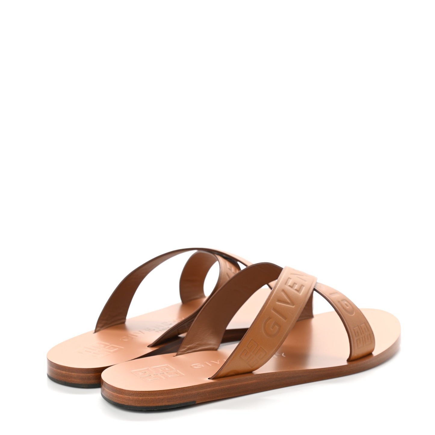 Calfskin Logo Strap Sandals 38 Brown