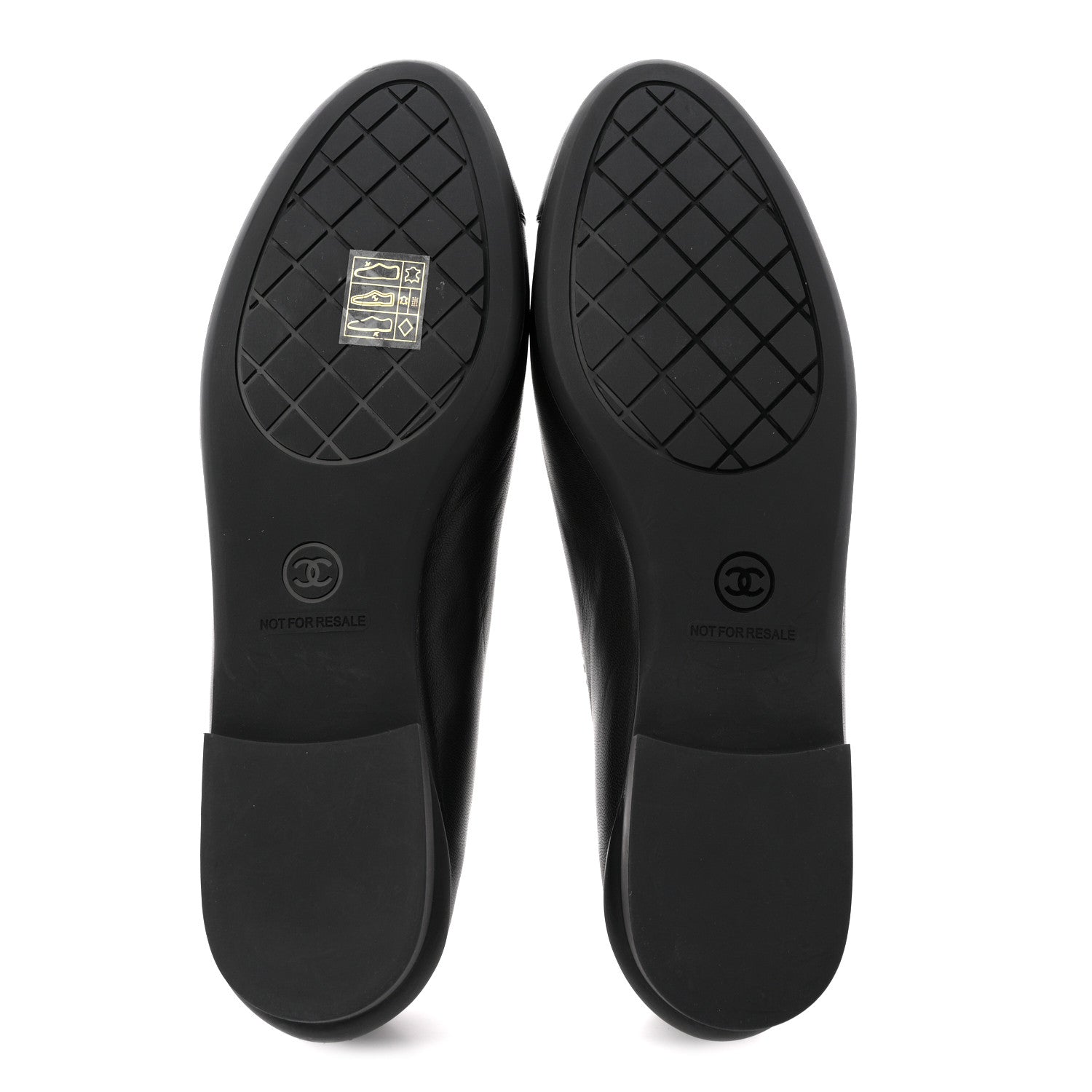 Chanel Lambskin Cap Toe CC Uniform Ballerina Flats 37.5 Black