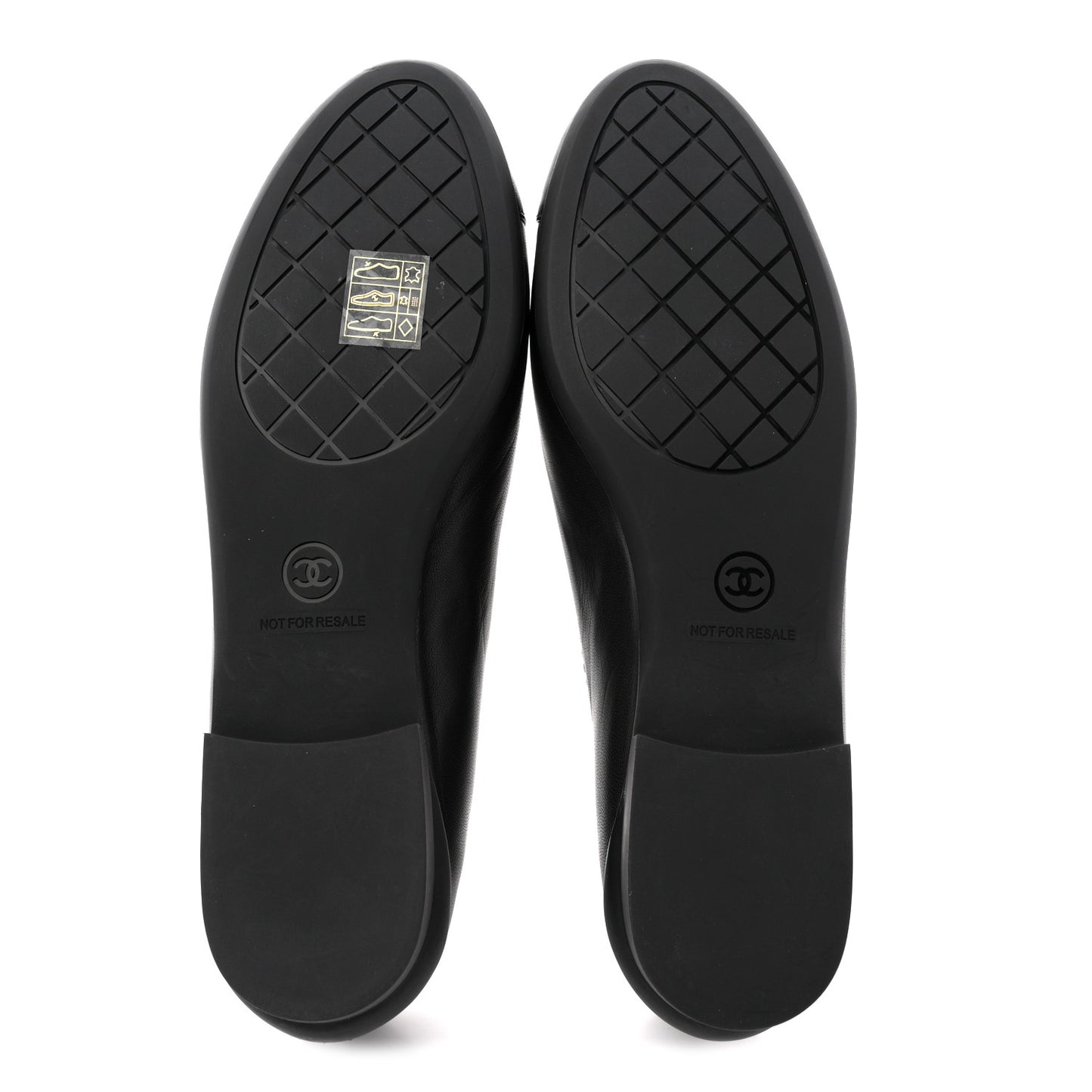 Lambskin Cap Toe CC Uniform Ballerina Flats 37.5 Black