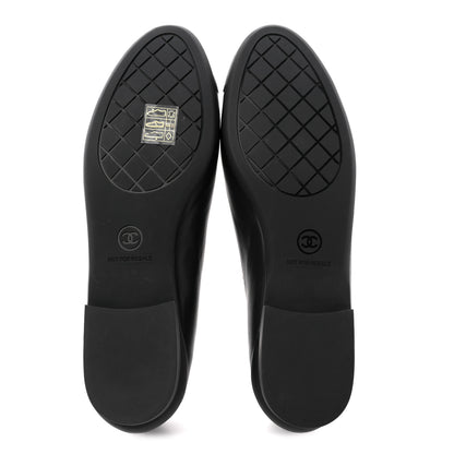 Chanel Lambskin Cap Toe CC Uniform Ballerina Flats 37.5 Black 6 of 9