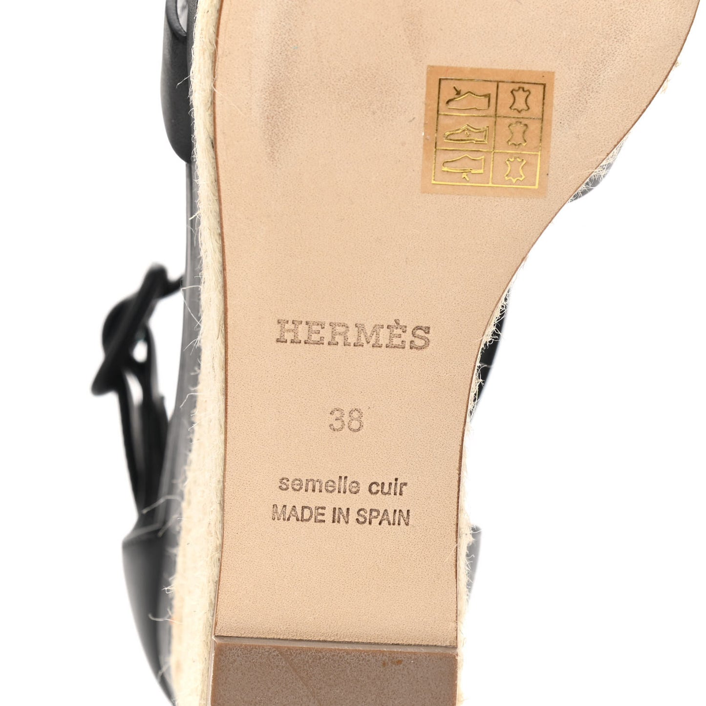 Goatskin Elda Espadrille Wedge Sandals 38 Black