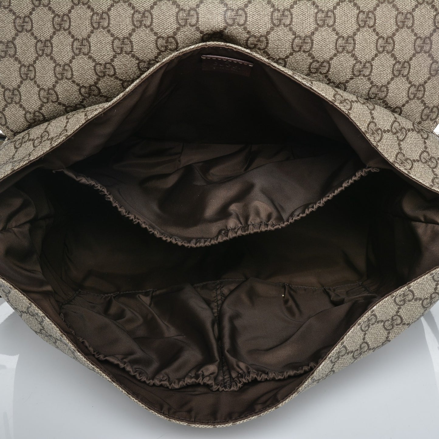 GG Plus Monogram Messenger Diaper Bag Dark Brown