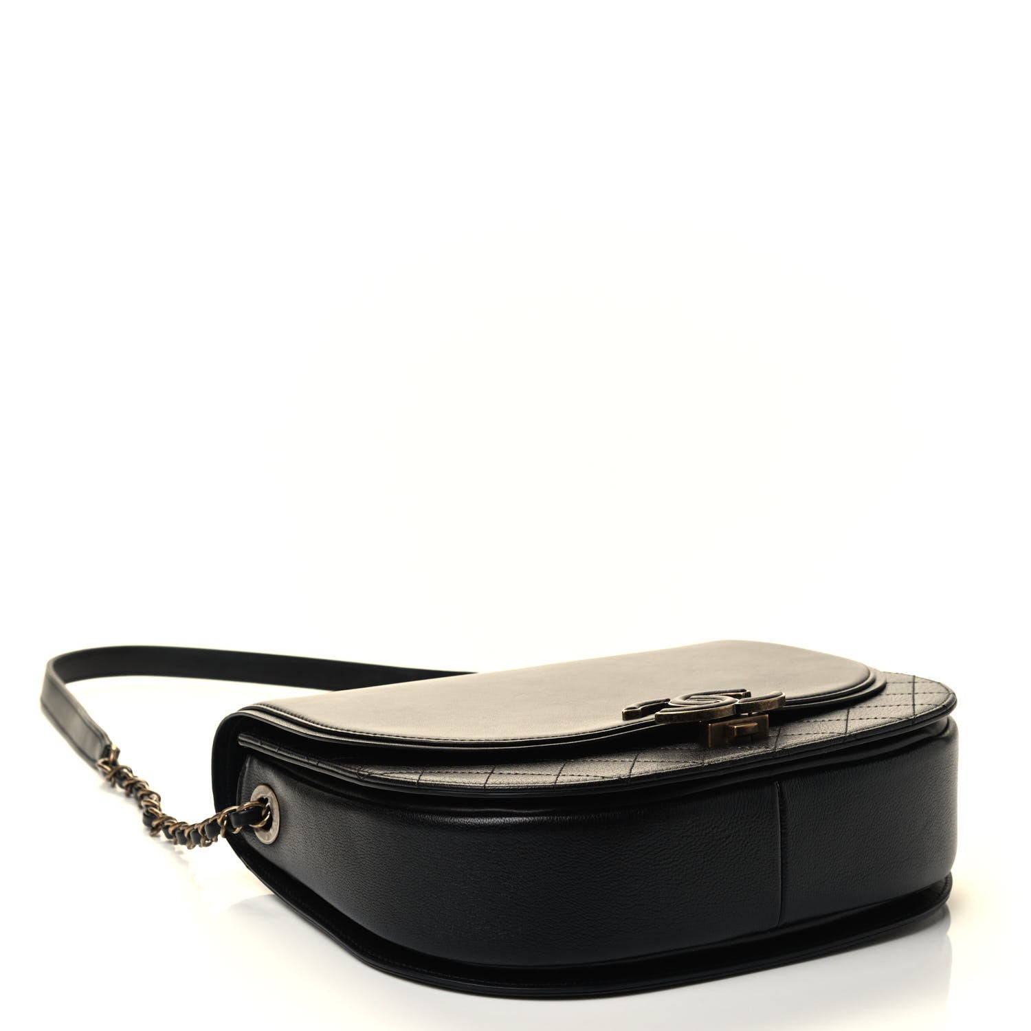 Chanel Shiny Calfskin Goatskin Quilted Medium Coco Curve Messenger Flap Black 3 of 4