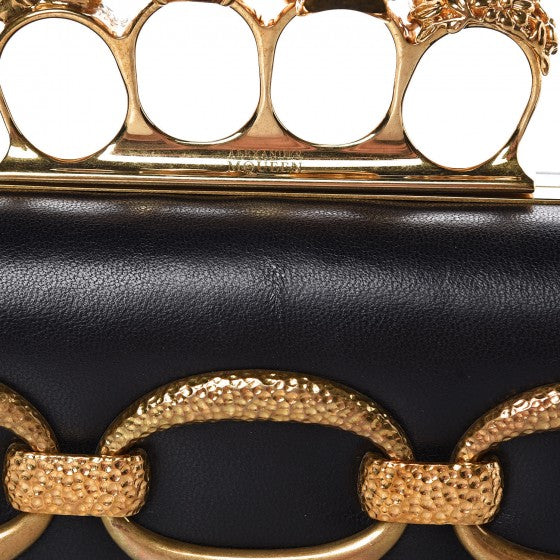 Alexander McQueen Nappa Chain Knuckle Box Clutch Black 9 of 16