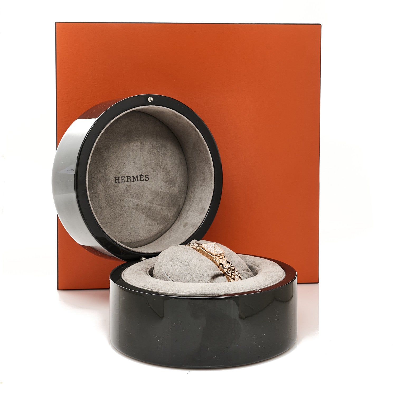 Hermes 18K Rose gold Diamond 15mm Medor Joaillerie Quartz Watch 6 of 6