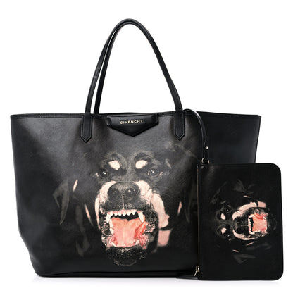 Givenchy Textured Coated Canvas Rottweiler Print Large Antigona Tote Black 1 of 16