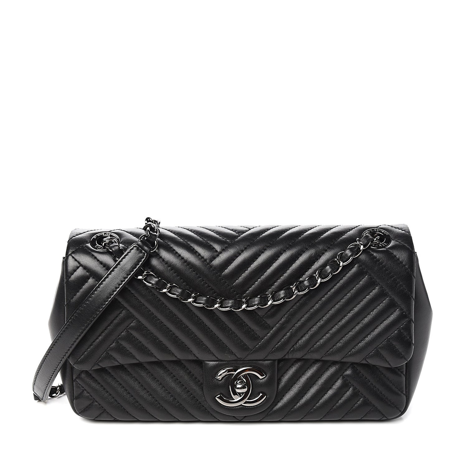 Lambskin Medium CC Crossing Flap Black