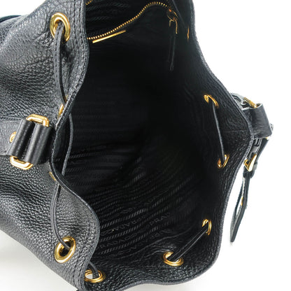 Prada Vitello Daino Drawstring Bucket Nero Black 5 of 7