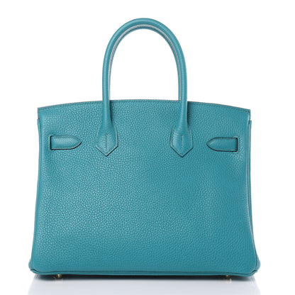 Hermes Taurillon Clemence Birkin 30 Bleu Paon 4 of 31