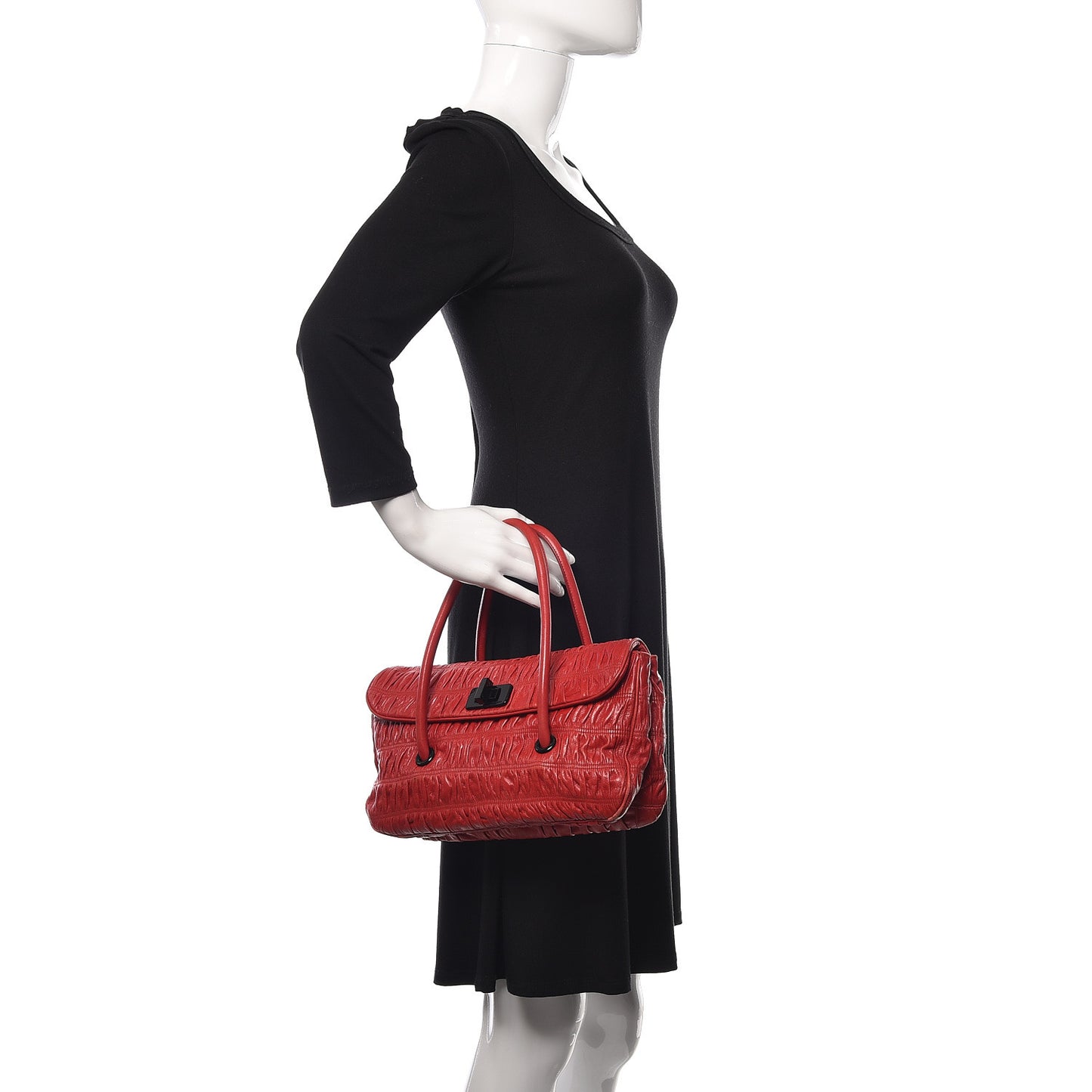 Capretto Gaufre Flap Bag Rosso