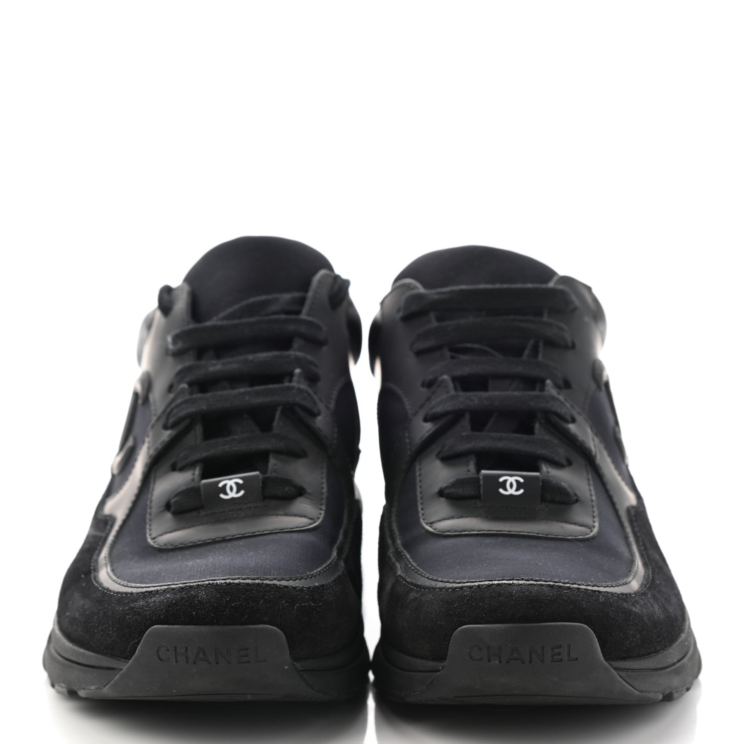Chanel Toile Suede Calfskin CC Sneakers 40.5 Black 2 of 10