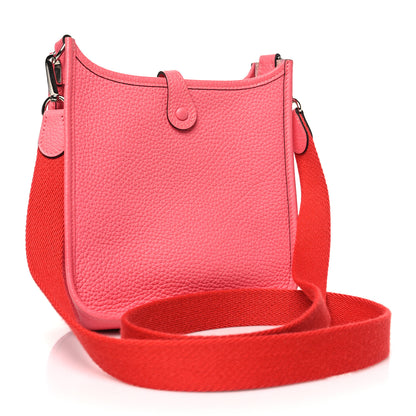 Hermes Taurillon Clemence Amazone Evelyne TPM Rose Azalee Rouge Pivoine 3 of 11