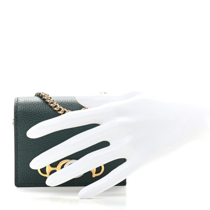 Gucci Grainy Calfskin Zumi Chain Card Case Wallet Vintage Green 2 of 6