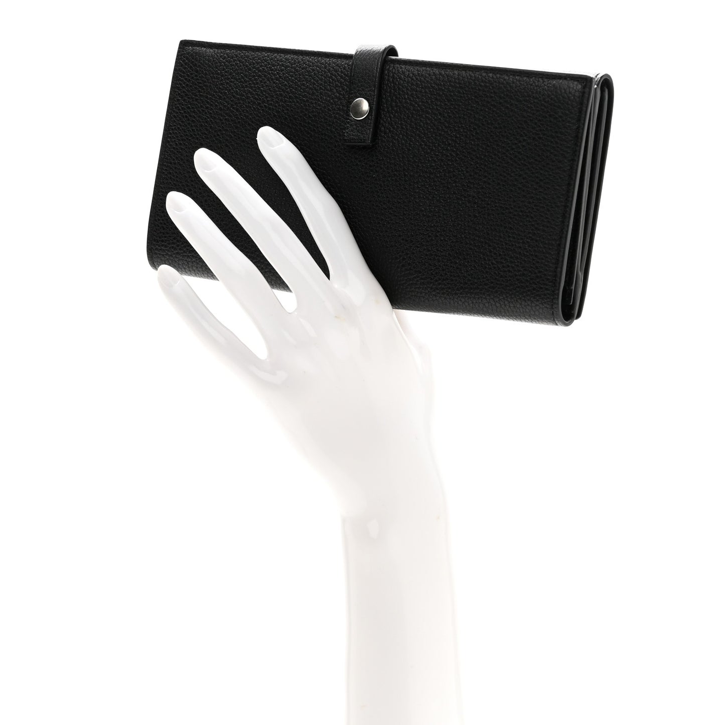 Grained Calfskin Flap Wallet Black