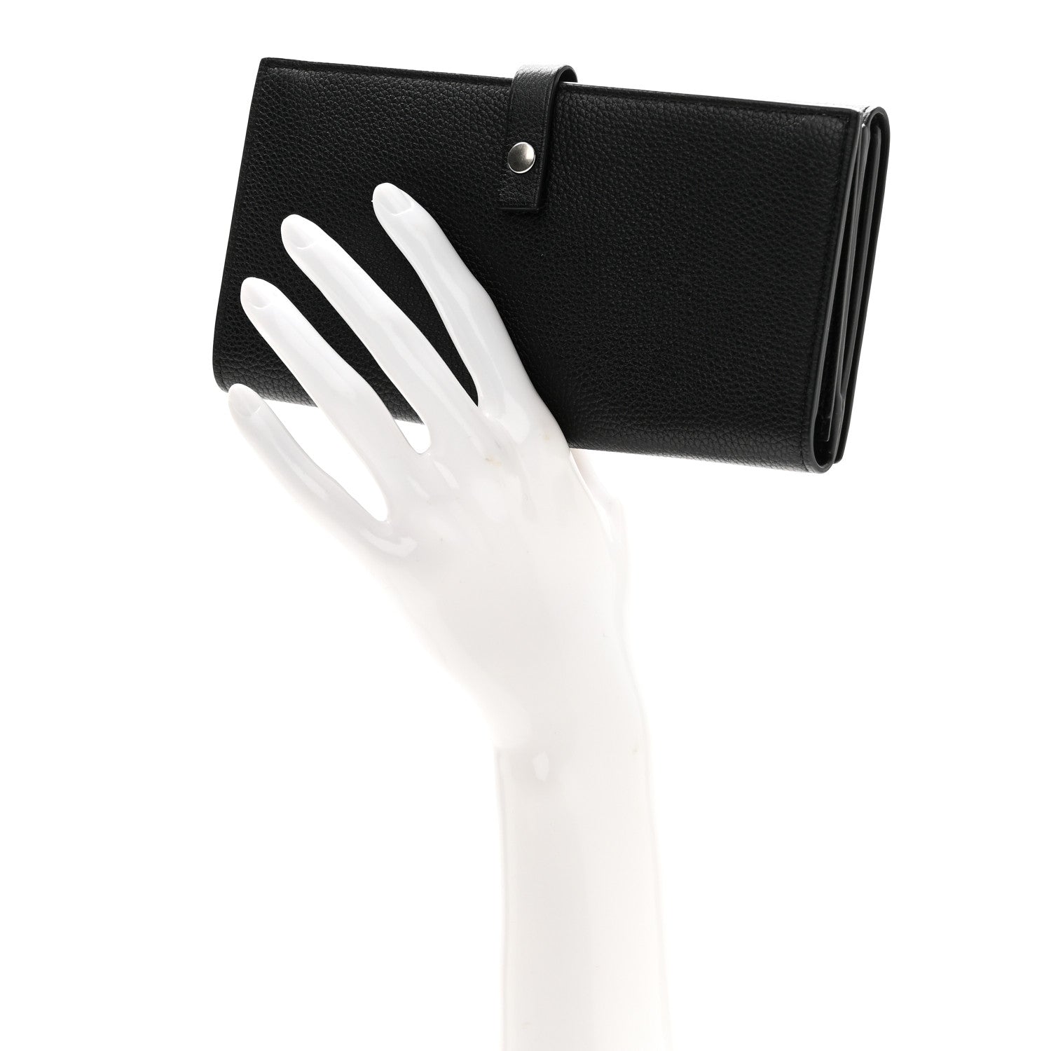 Bottega Veneta Grained Calfskin Flap Wallet Black 2 of 9