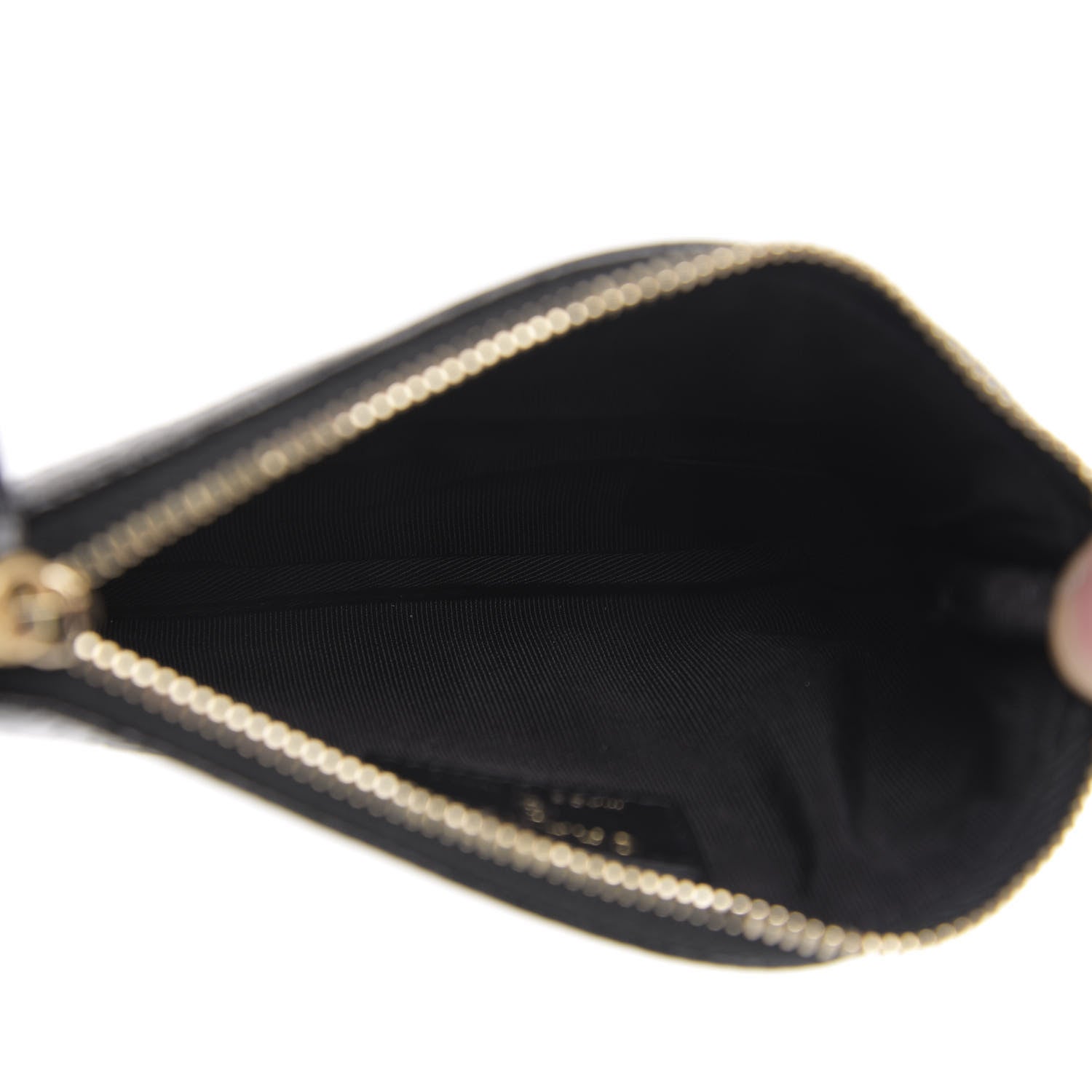 Chanel Calfskin Crocodile Embossed Cocodile Cosmetic Case Black Gold 4 of 6