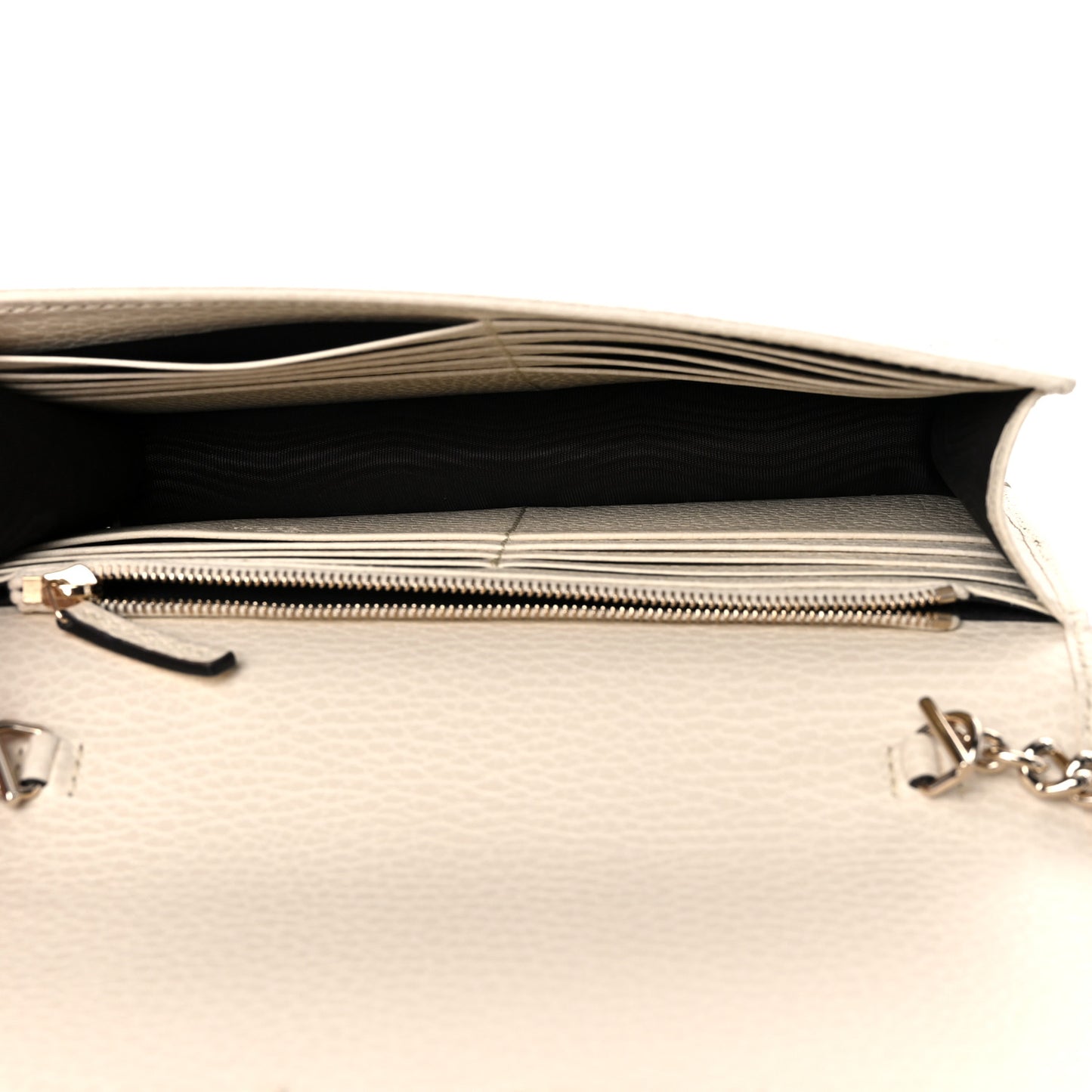 Dollar Calfskin Interlocking G Chain Wallet Ivoire