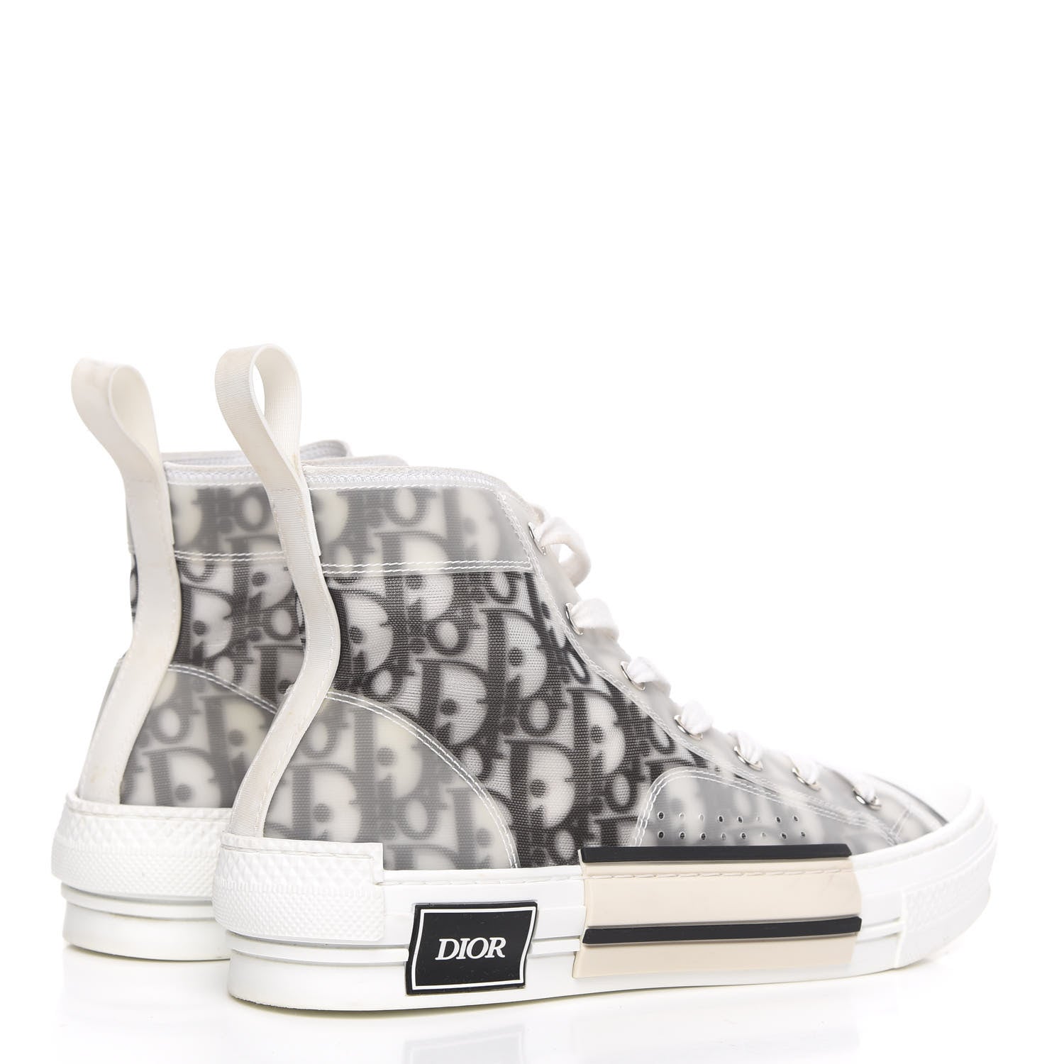 Christian Dior Technical Canvas Oblique Mens B23 High Top Sneakers 46 White Black 4 of 10