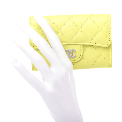 Chanel Lambskin Quilted Flap Card Holder Wallet Yellow 2 of 9