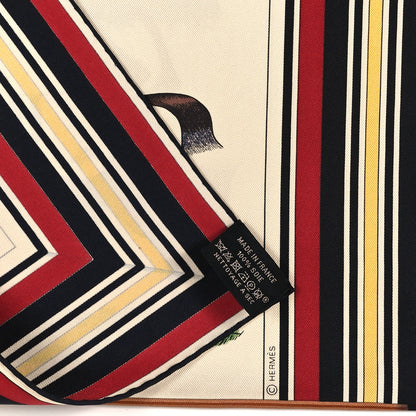 Hermes Silk Couvertures Et Tenues de Jour Scarf 90 Creme Rouge H Bleu Multicolor 3 of 3