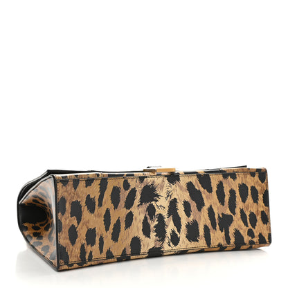 Balenciaga Smooth Calfskin Leopard Print Medium Hourglass Top Handle Bag Beige 4 of 8