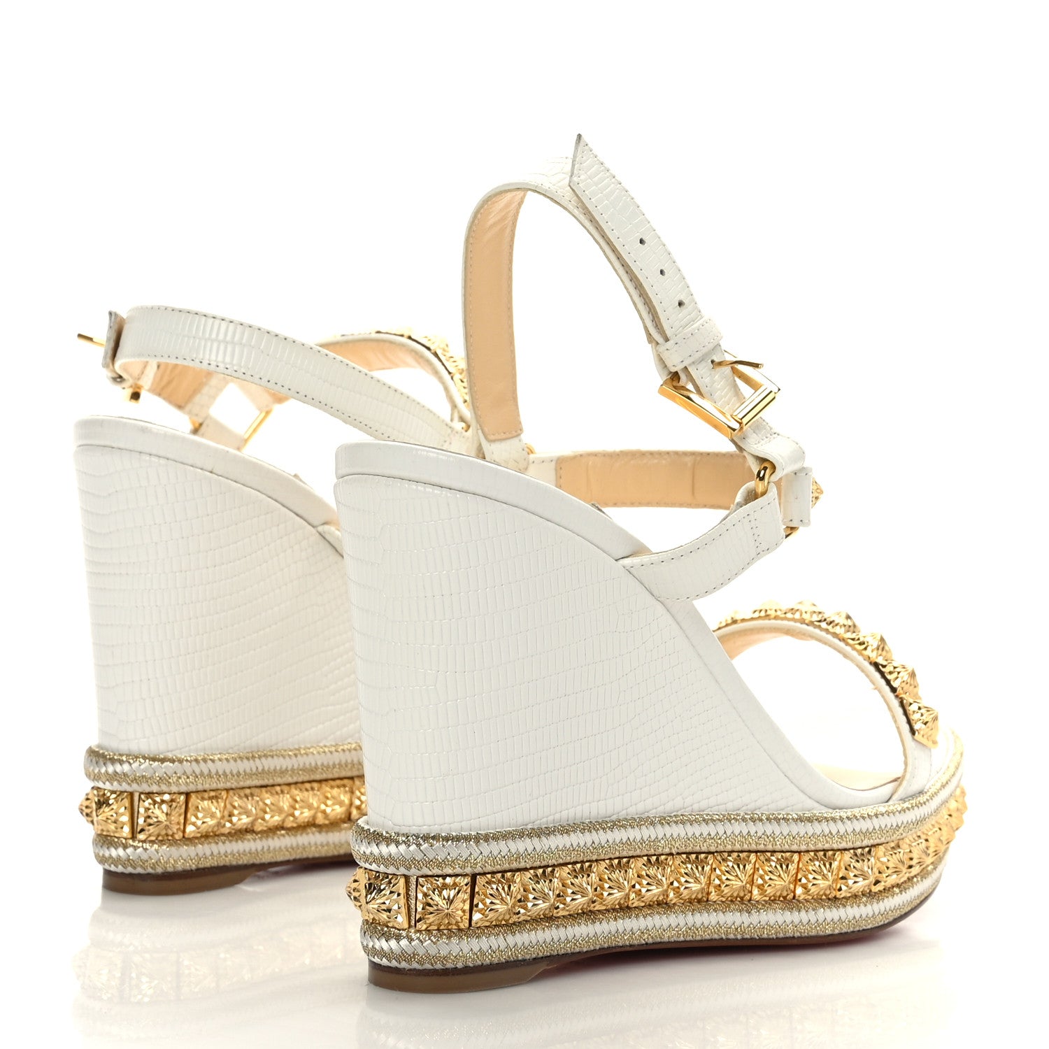 Christian Louboutin Calfskin Zarli Pyraclou 110 Platform Sandals 38 White 4 of 7