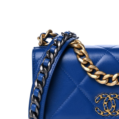 Chanel Goatskin Quilted Chanel 19 Wallet On Chain WOC Blue 9 of 15