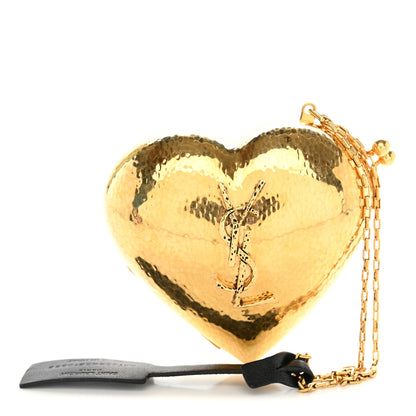 Saint Laurent Brass Evening Mini Heart Minaudiere Gold 1 of 9