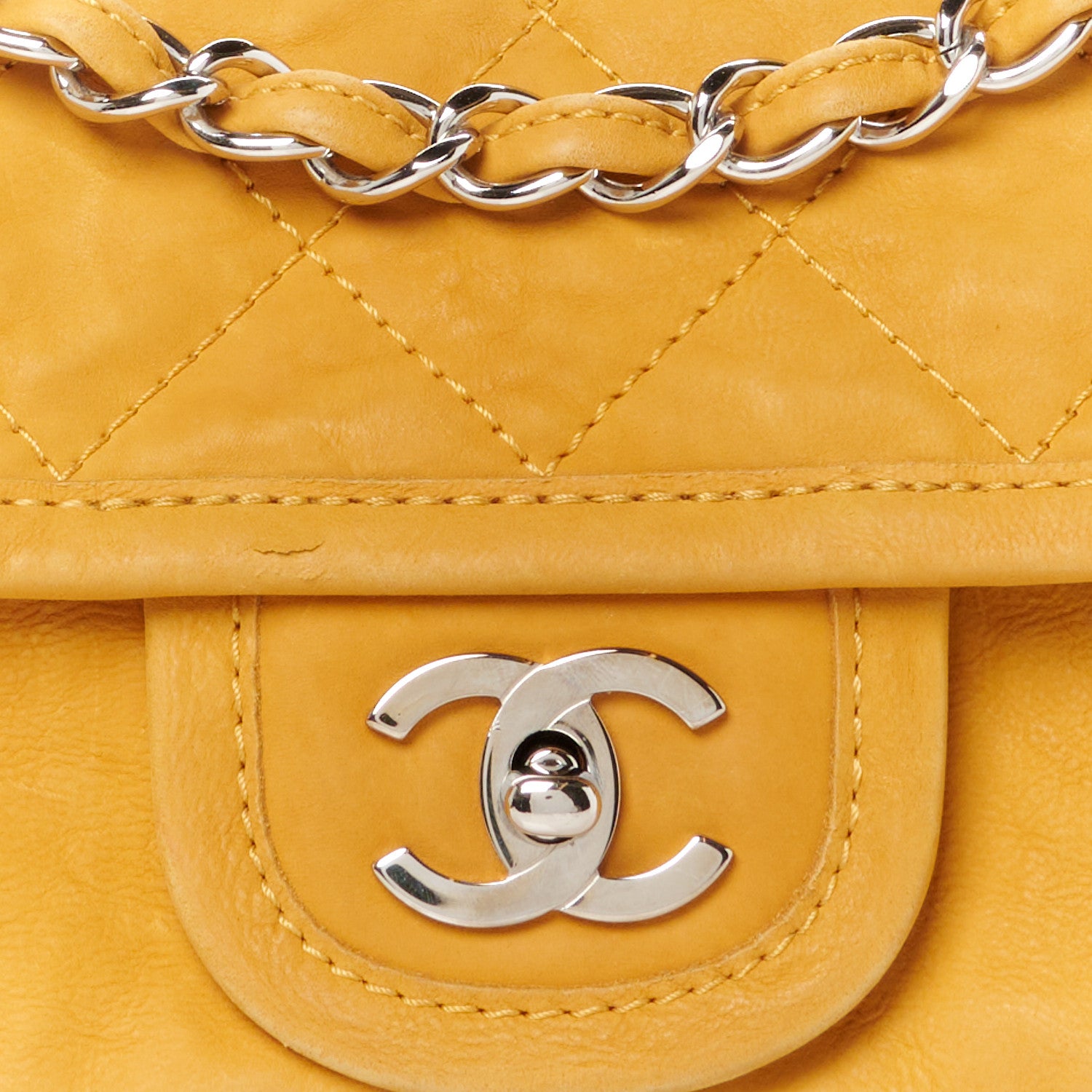Chanel Ultra Soft Suede Calfskin Natural Beauty Flap Bag Yellow 9 of 11