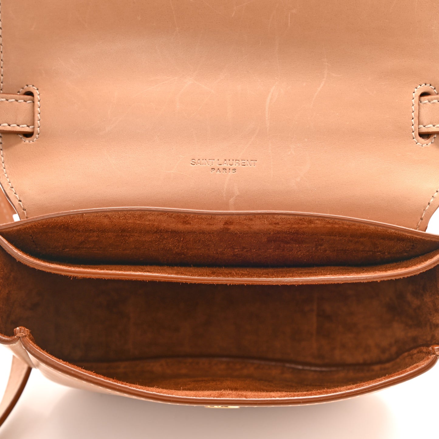 Smooth Vintage Calfskin Small Kaia Satchel Brown Gold