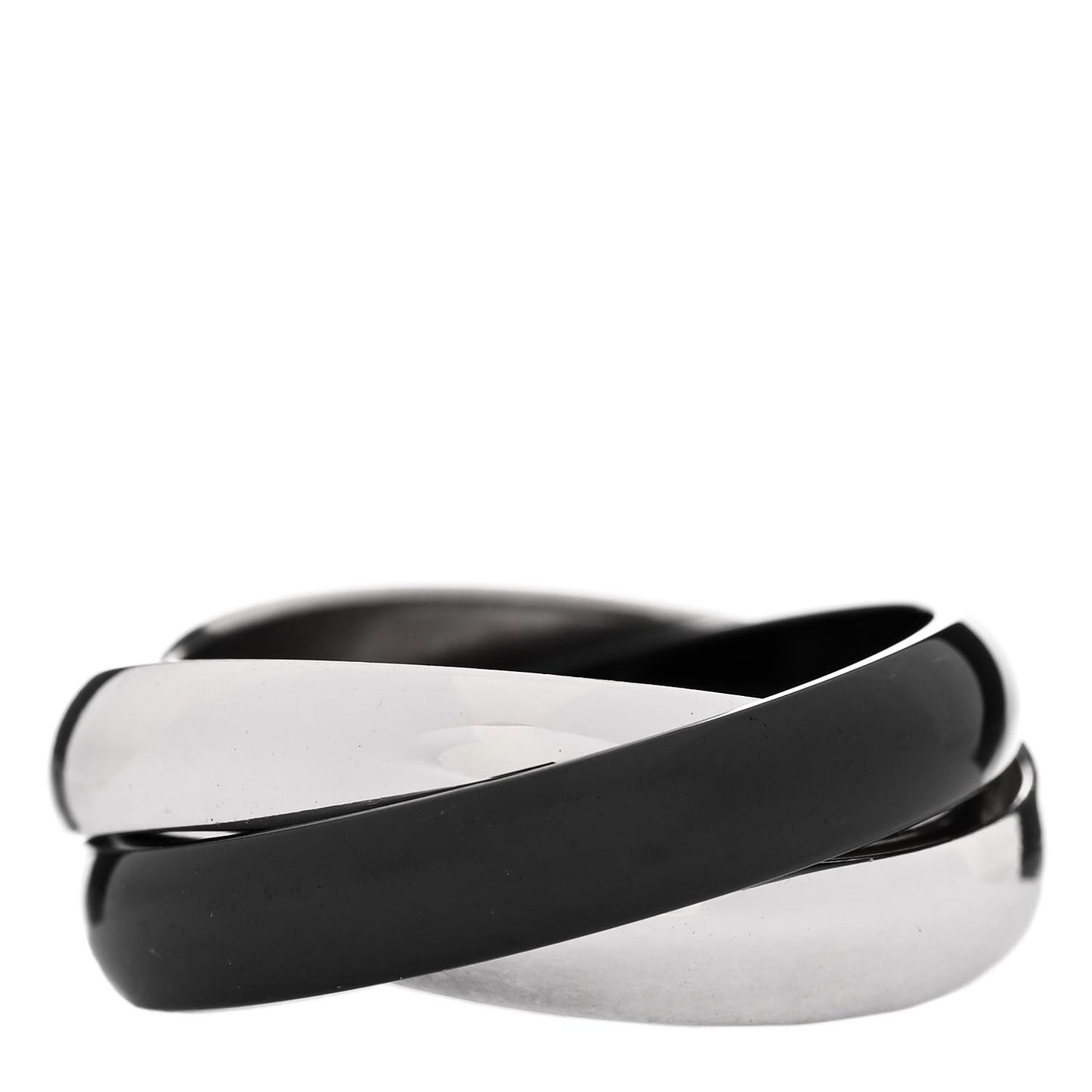 18K White Gold Black Ceramic Trinity Ring 49 4.75