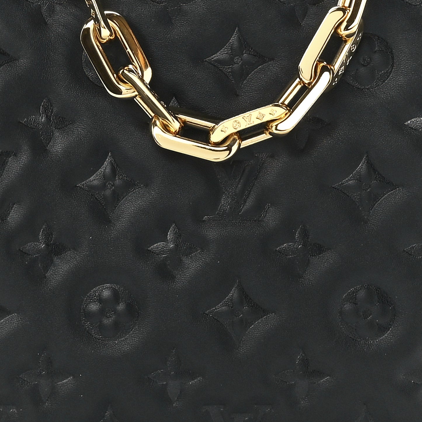 Lambskin Embossed Monogram Coussin PM Black